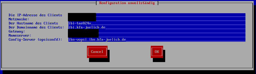 Bootimage-Konfiguration ohne Punkt im Domainname, Installation vom Client-Agent nach Windows installation funktioniert.