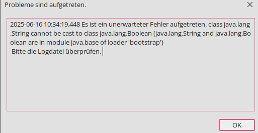 Screenshot der Fehlermeldung